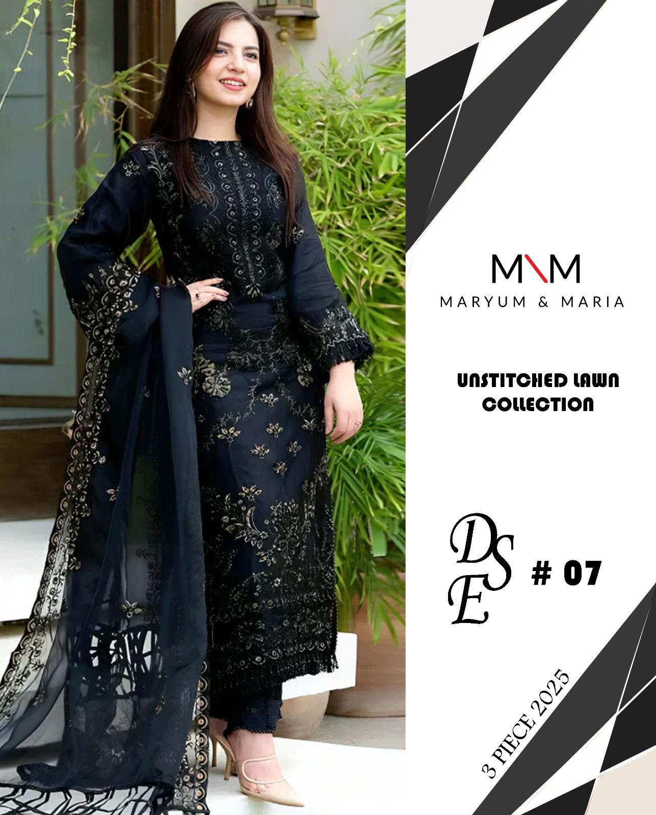 3Pc Embroidered Unstitched Lawn