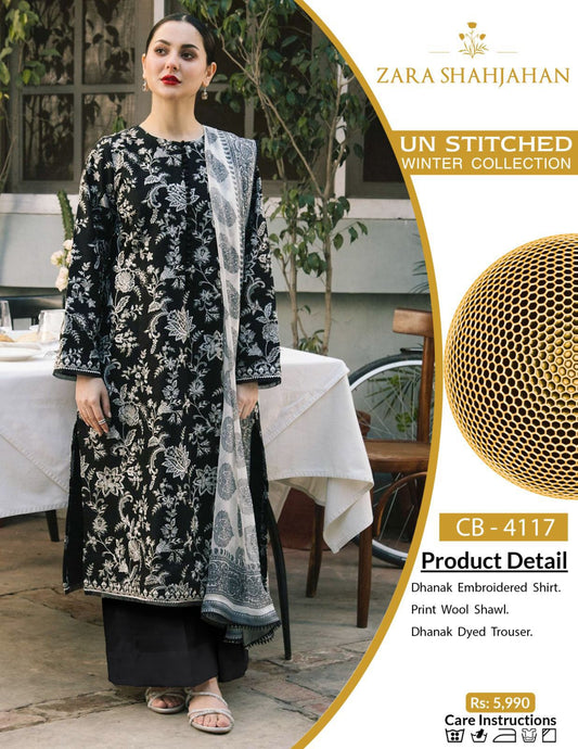 3Pc Embroidered Unstitched Lawn