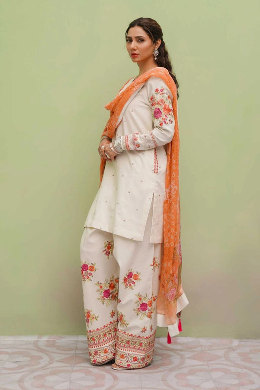3Pc Embroidered Unstitched Lawn