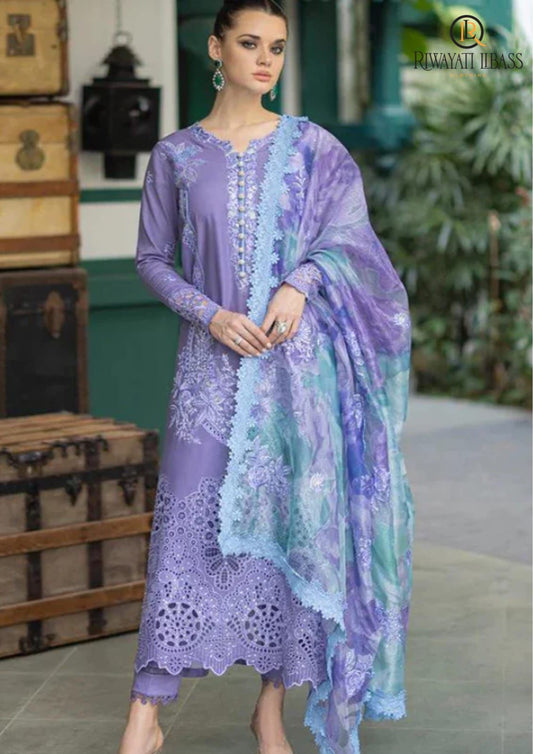3Pc Embroidered Unstitched Lawn