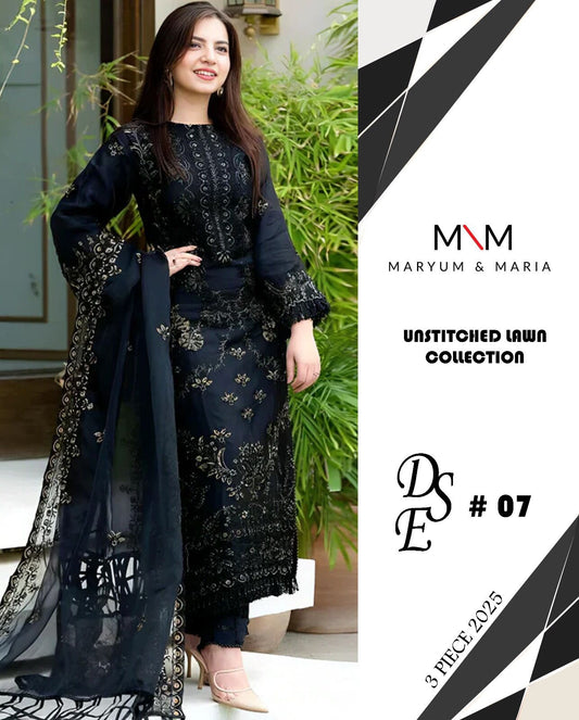 3Pc Embroidered Unstitched Lawn